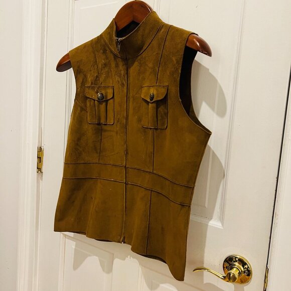 Vintage Suede LAUREN DRY GOODS SUPPLY COMPANY Sleeveless Vest Petite Medium - Picture 4 of 16